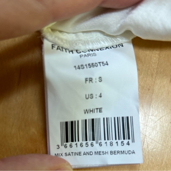 RARE* Faith Connexion Paris white satine and mesh Bermuda shorts - Picture 8 of 11